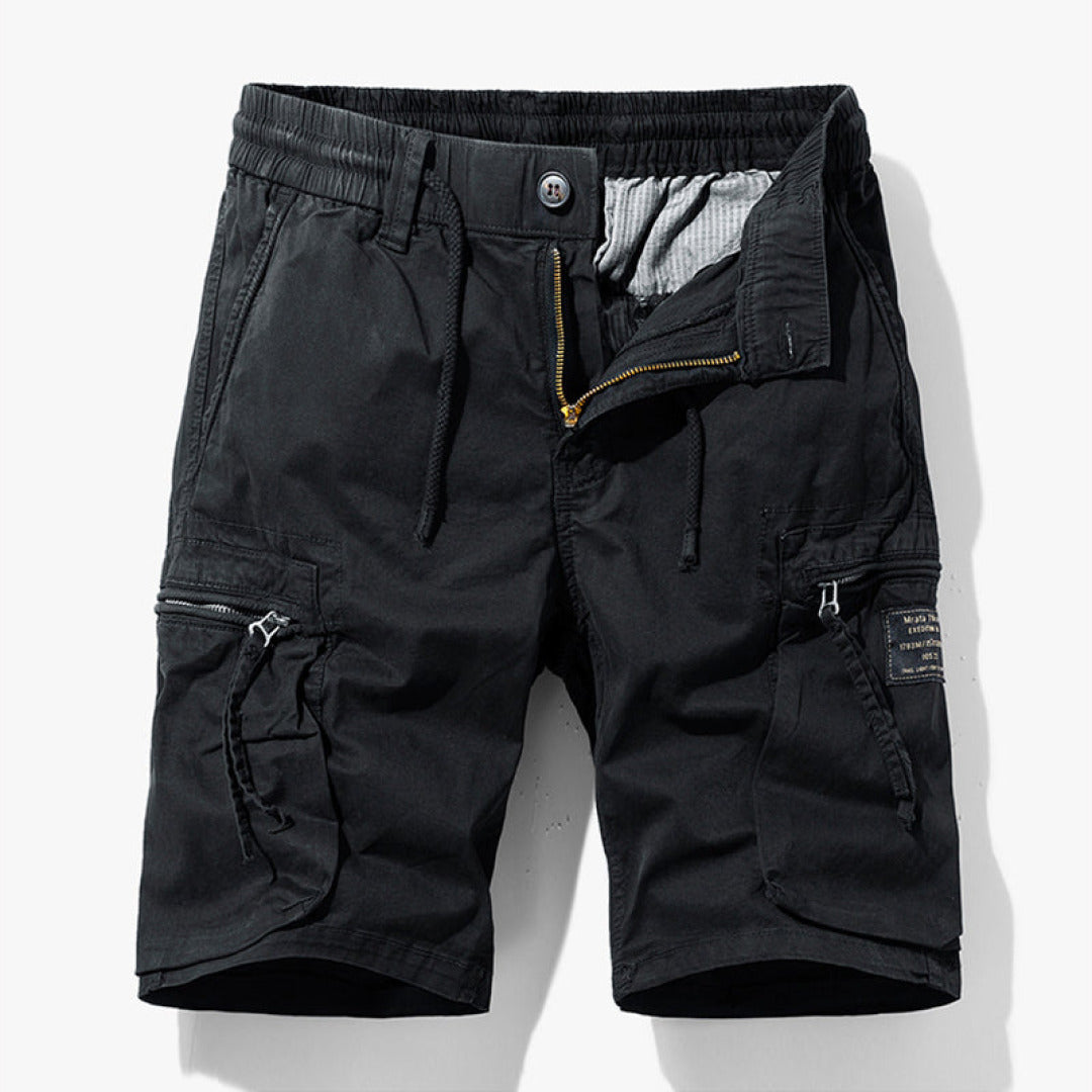 Herren Cargo-Shorts Kordelzug Multi-Taschen Beige