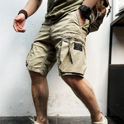 Herren Cargo-Shorts Kordelzug Multi-Taschen Beige - Norvielle