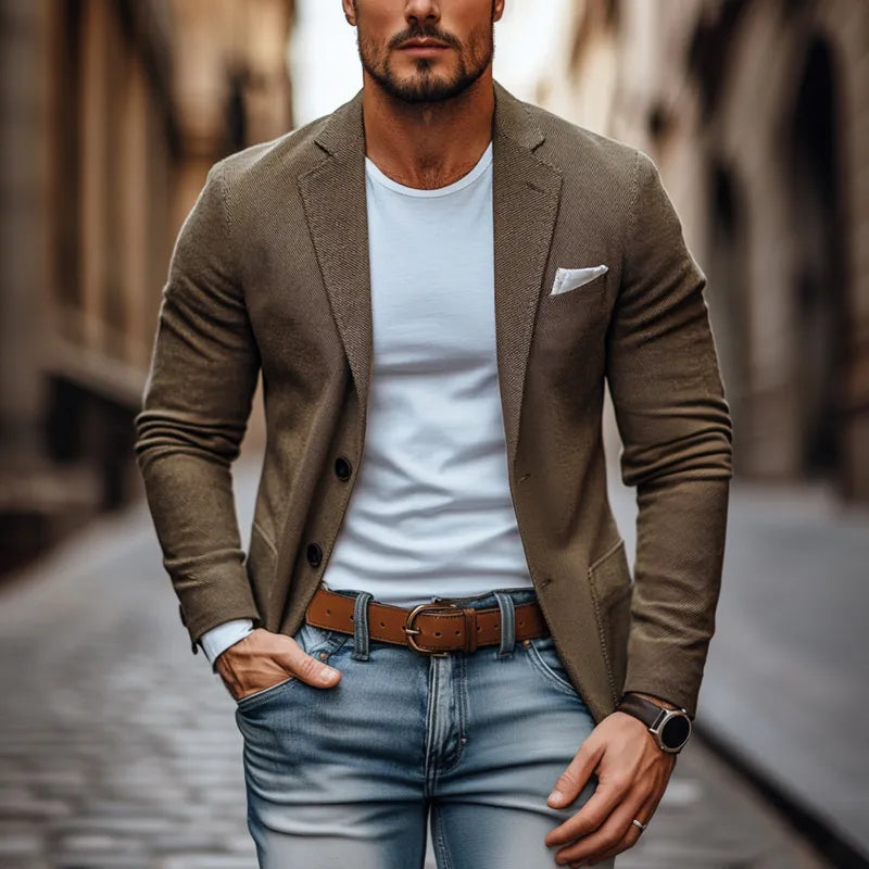 Herren Wildlederblazer Eleganter Zweiknopf-Look