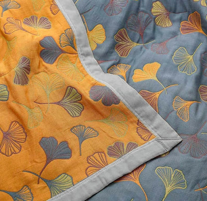 Ginkgo Blatt Tagesdecke Wandbehang Dekorativ Grün