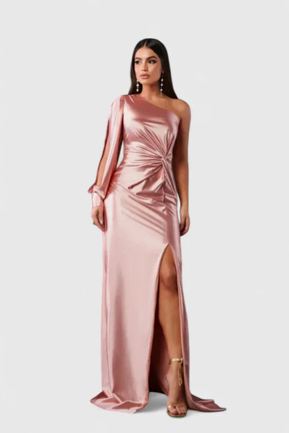 Damen Abendkleid Einer Schulter Raffung