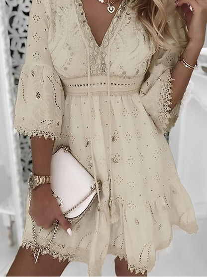 Damen Boho Minikleid Quasten Elegant