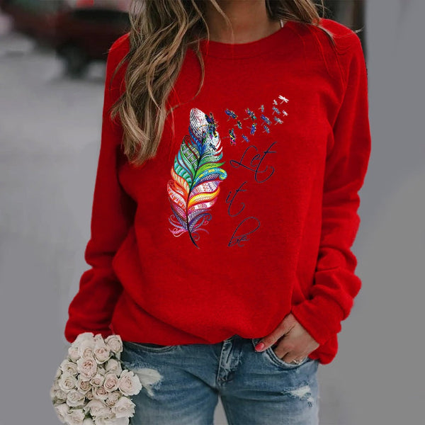 Damen Sweatshirt Baumwollmischung Lockere Passform Rundhalsausschnitt