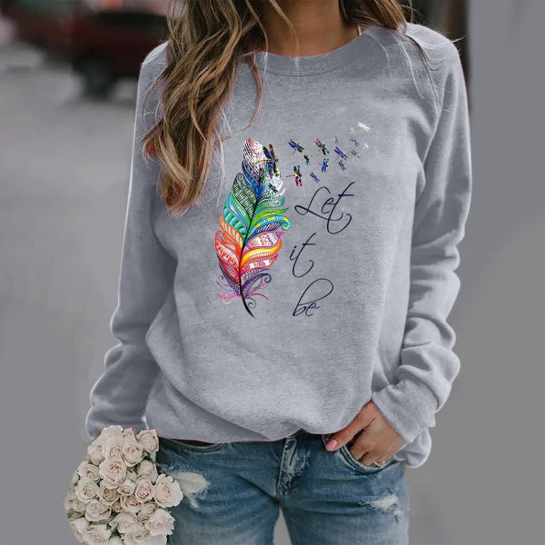 Damen Sweatshirt Baumwollmischung Lockere Passform Rundhalsausschnitt
