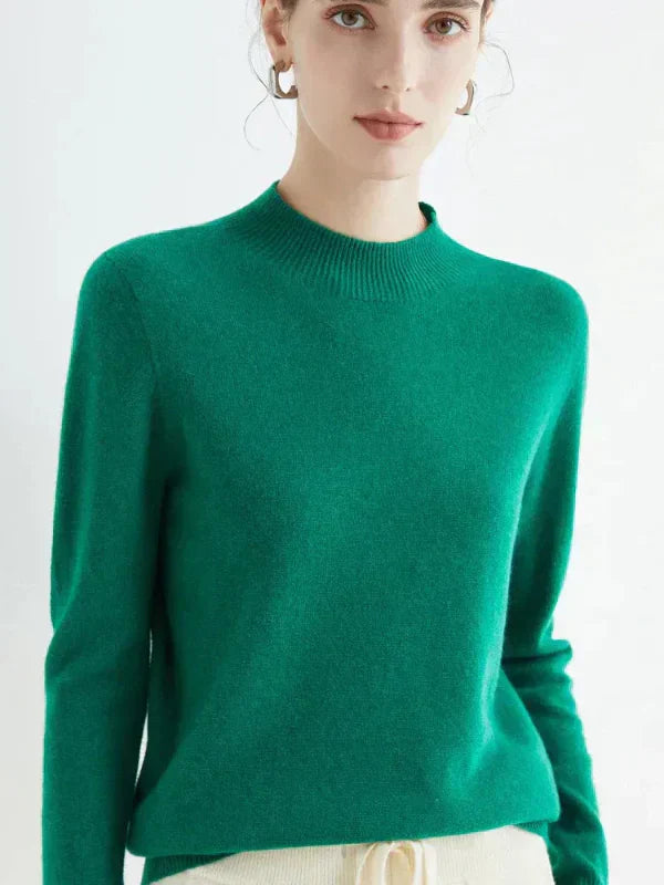 Norvielle Damen Pullover Sweatshirt Wollmischung Langärmlig Rippkragen