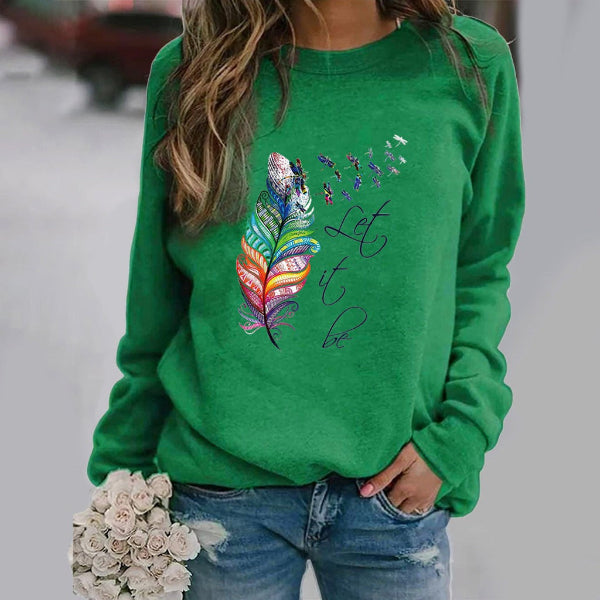Damen Sweatshirt Baumwollmischung Lockere Passform Rundhalsausschnitt