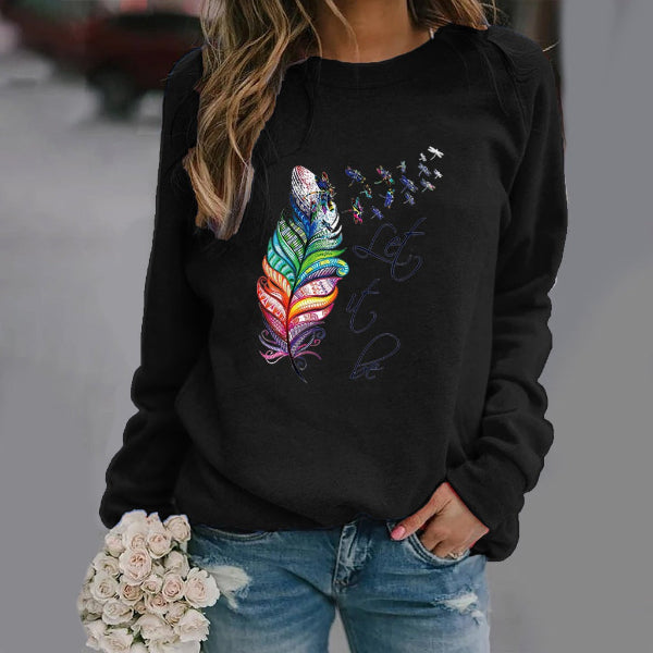 Damen Sweatshirt Baumwollmischung Lockere Passform Rundhalsausschnitt