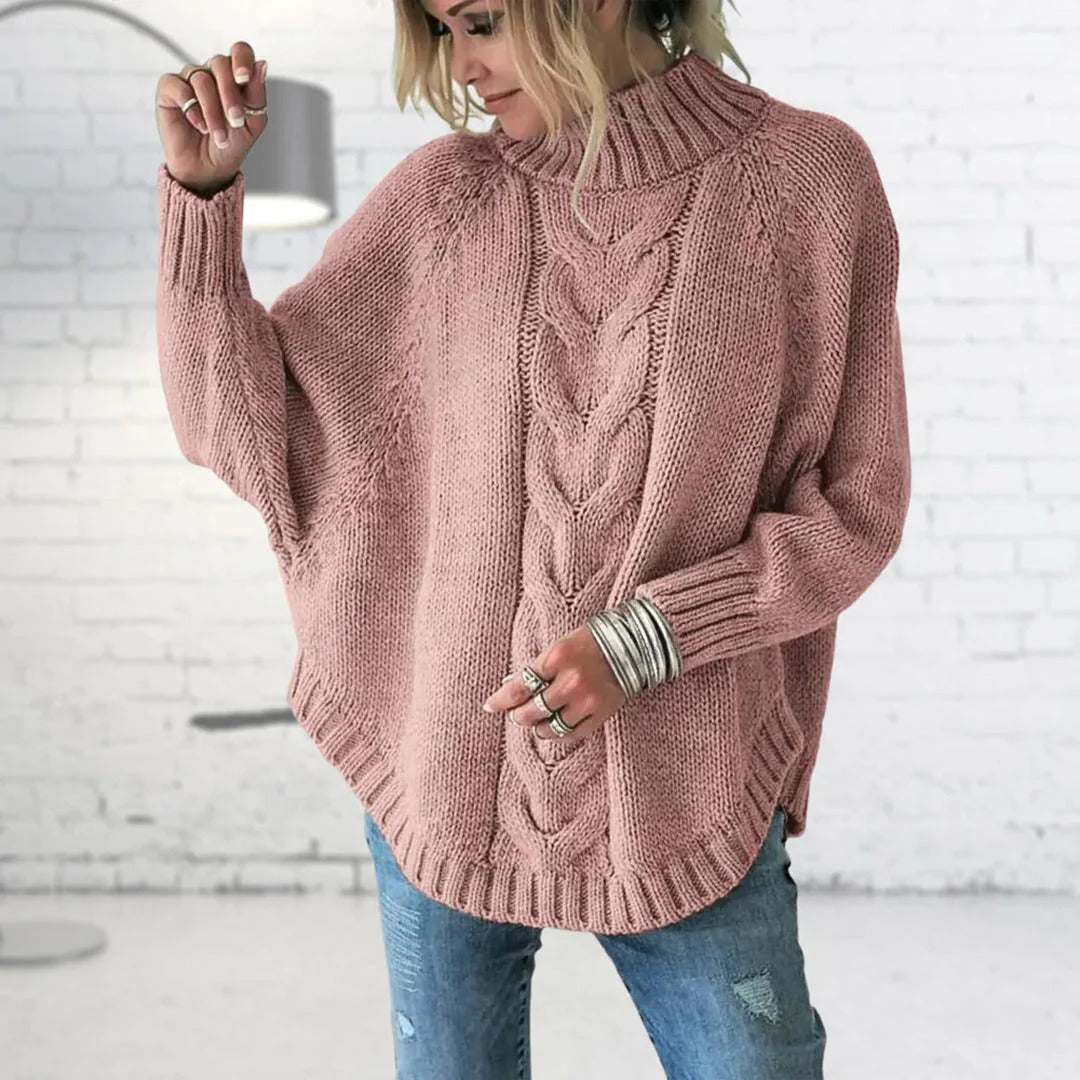 Norvielle Damen Oversized Pullover Wollstrick Rollkragen