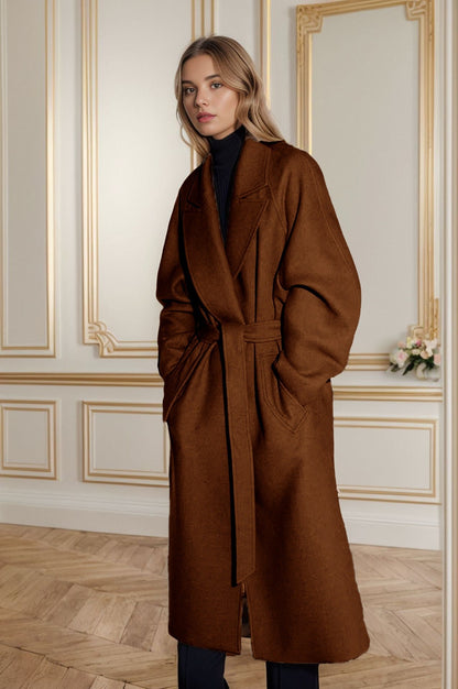 Damen Trenchcoat Midi-Länge mit Gürtel und Reverskragen