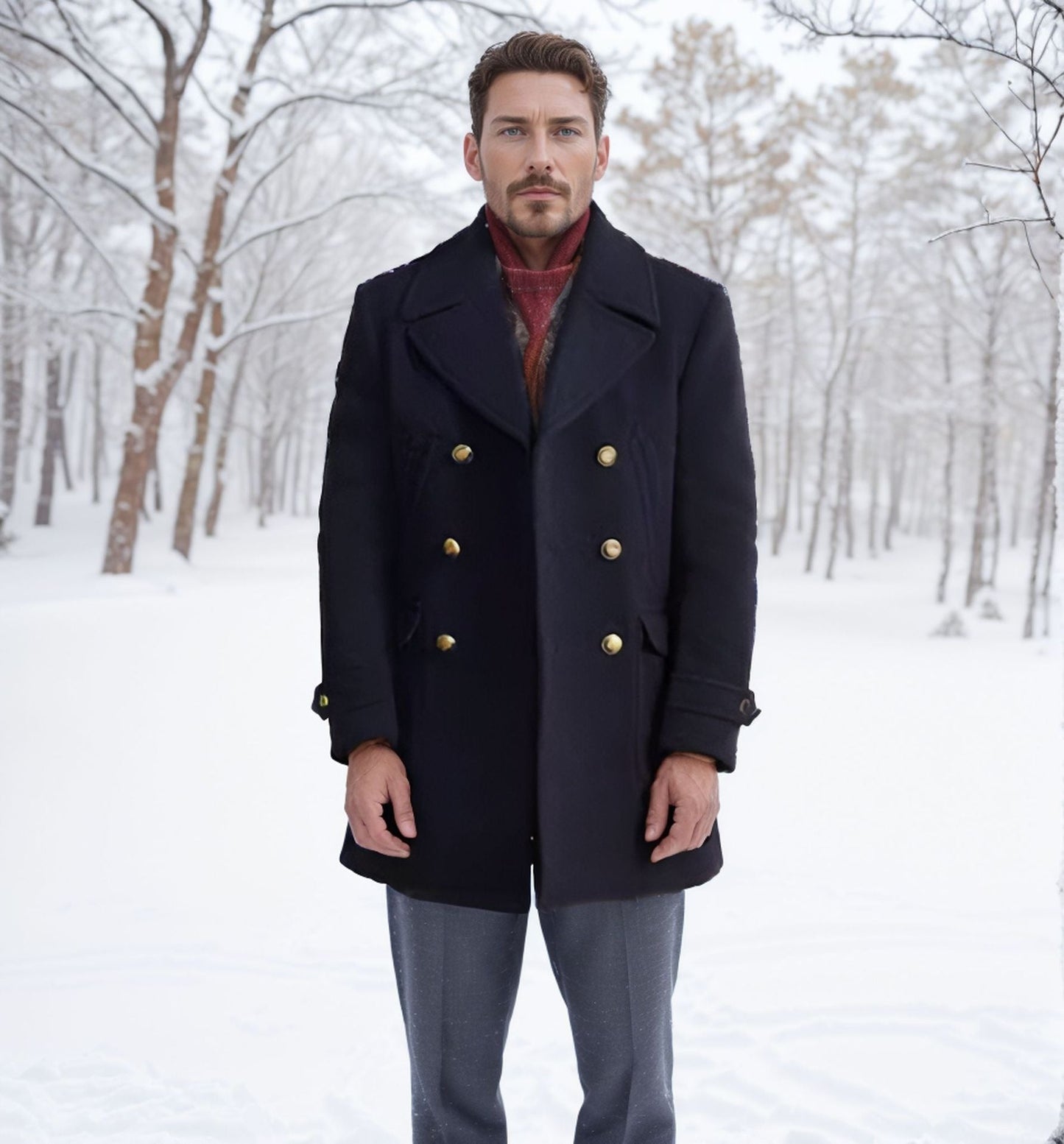 Herren Trenchcoat Slim Fit Doppelreihig Schwarz - Norvielle