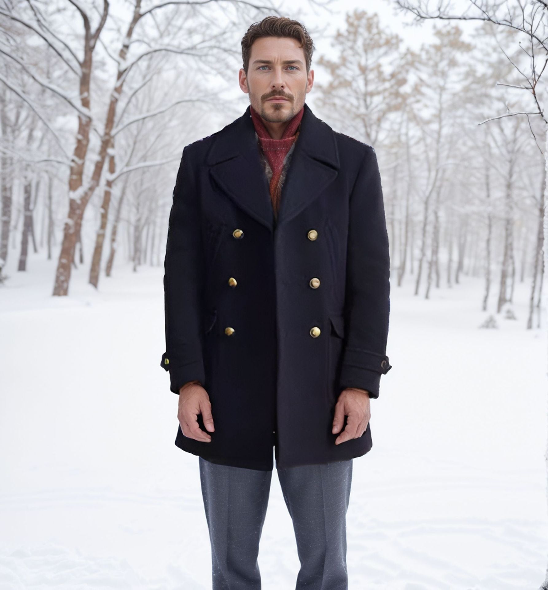 Herren Trenchcoat Slim Fit Doppelreihig Schwarz - Norvielle