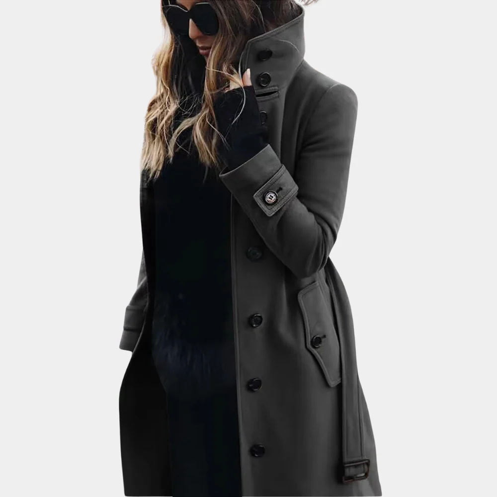 Damen Trenchcoat Taillierte Passform Wolltextur