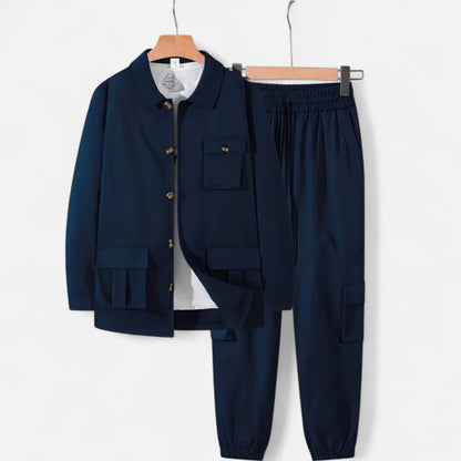 Herren Arbeitshemd & Jogger Set mit Kordelzug und Multi-Taschen