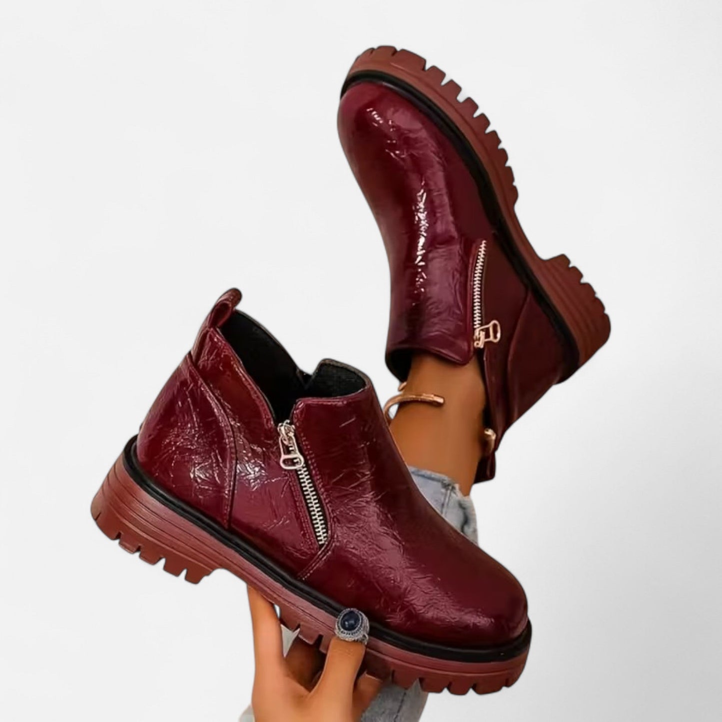 Damen Stiefeletten Robuste Sohle Kurzschaft