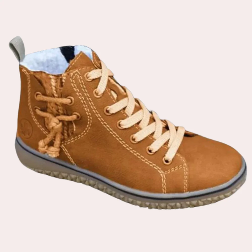 Damen Knöchelstiefel Glattes Leder Schnürsenkel