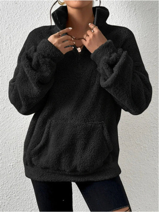 Herren Fleece-Sweatshirt Lockere Passform Stehkragen Reißverschluss - Norvielle