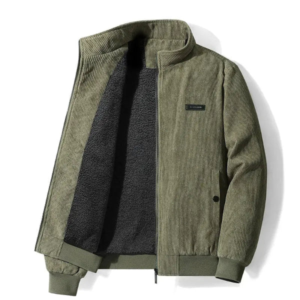 Herren Baumwollcord-Jacke Fleece-Futter Stehkragen