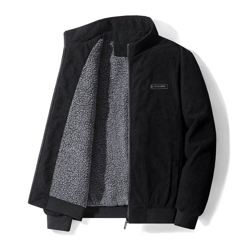 Herren Baumwollcord-Jacke Fleece-Futter Stehkragen