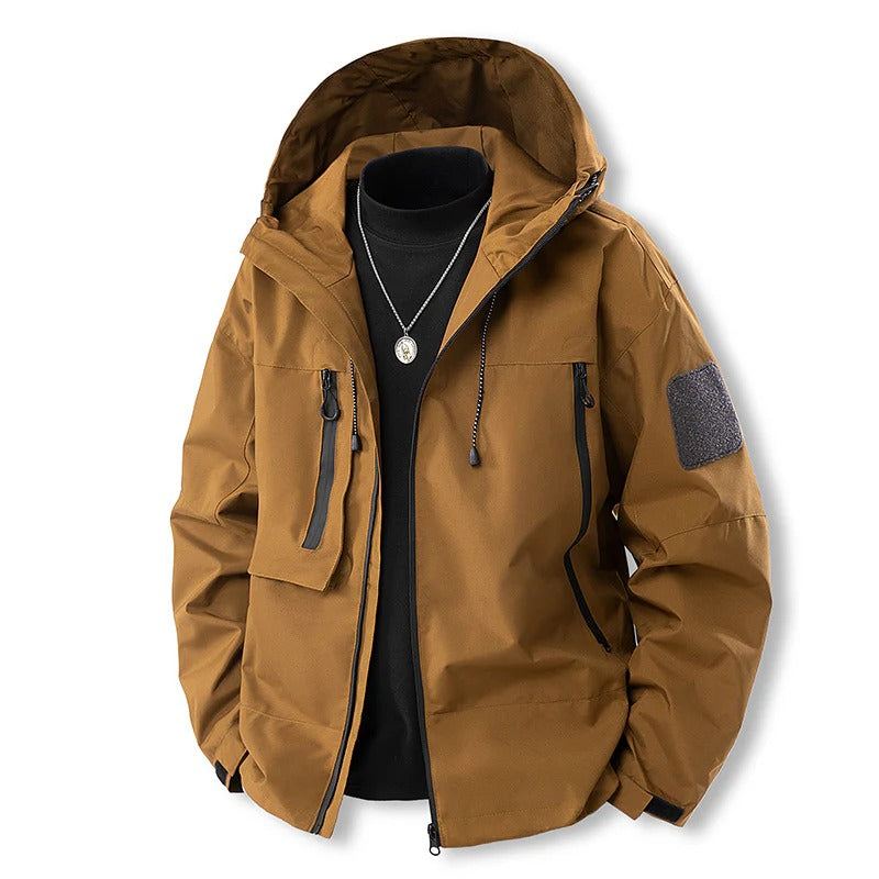Wasserdichte Outdoor-Jacke Damen Kapuze Reißverschluss Schwarz - Norvielle
