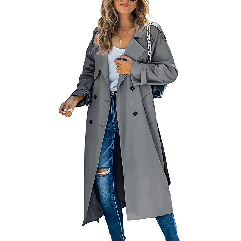 Herren Trenchcoat Doppelreiher Relaxed Fit Lang