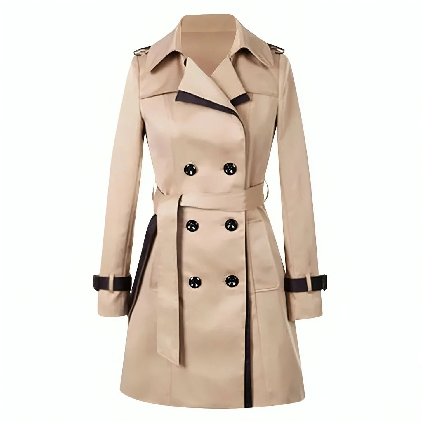 Damen Trenchcoat Taillierte Passform Doppelreihig Knielang - Norvielle