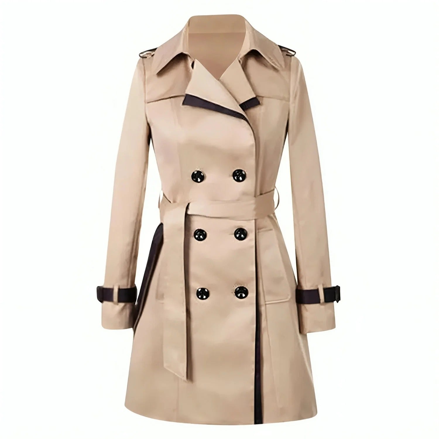 Damen Trenchcoat Taillierte Passform Doppelreihig Knielang - Norvielle