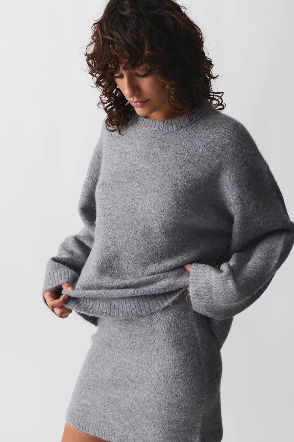 Norvielle Damen Oversized Pullover Sweatshirt Weicher Woll-Look - Norvielle