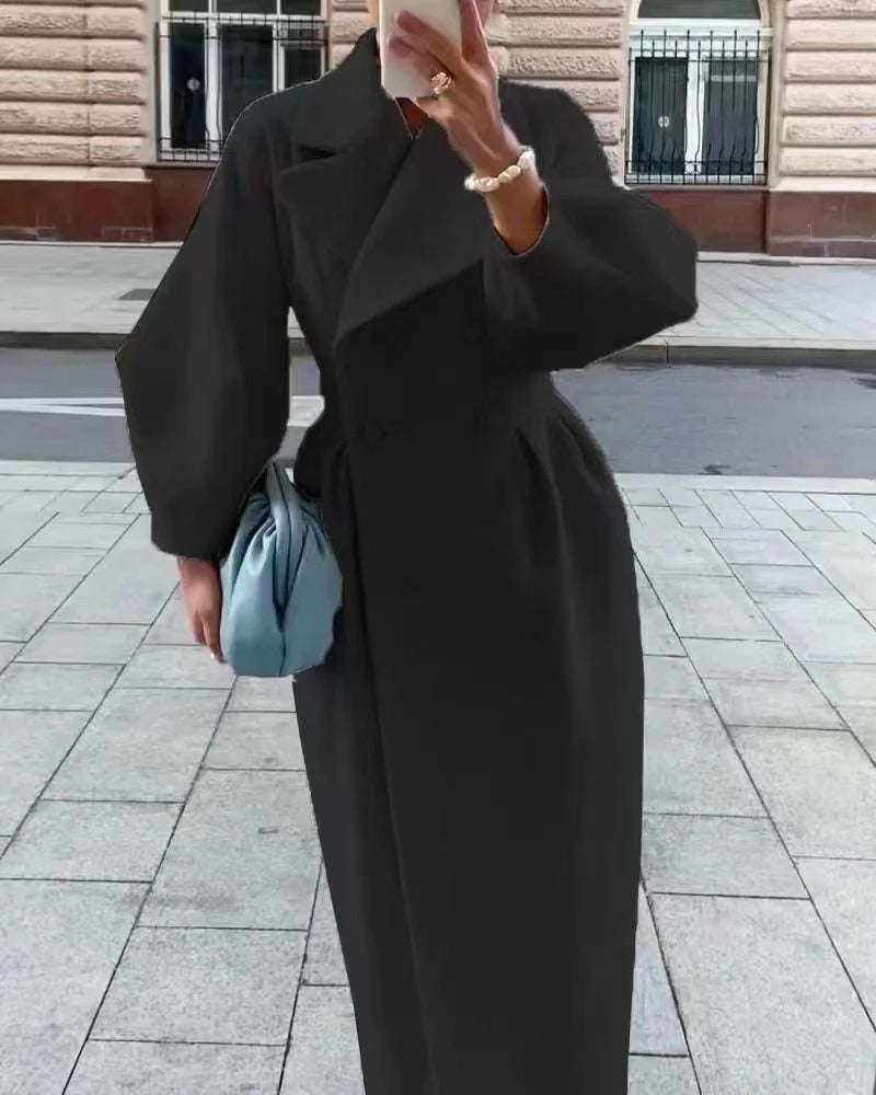 Damen Trenchcoat Wollmischung Tailliert