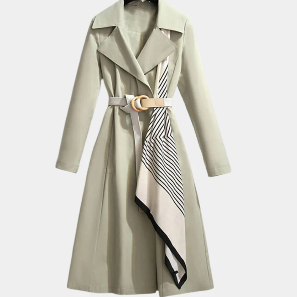Damen Trenchcoat Taillierte Passform Baumwollmischung Vollständig - Norvielle