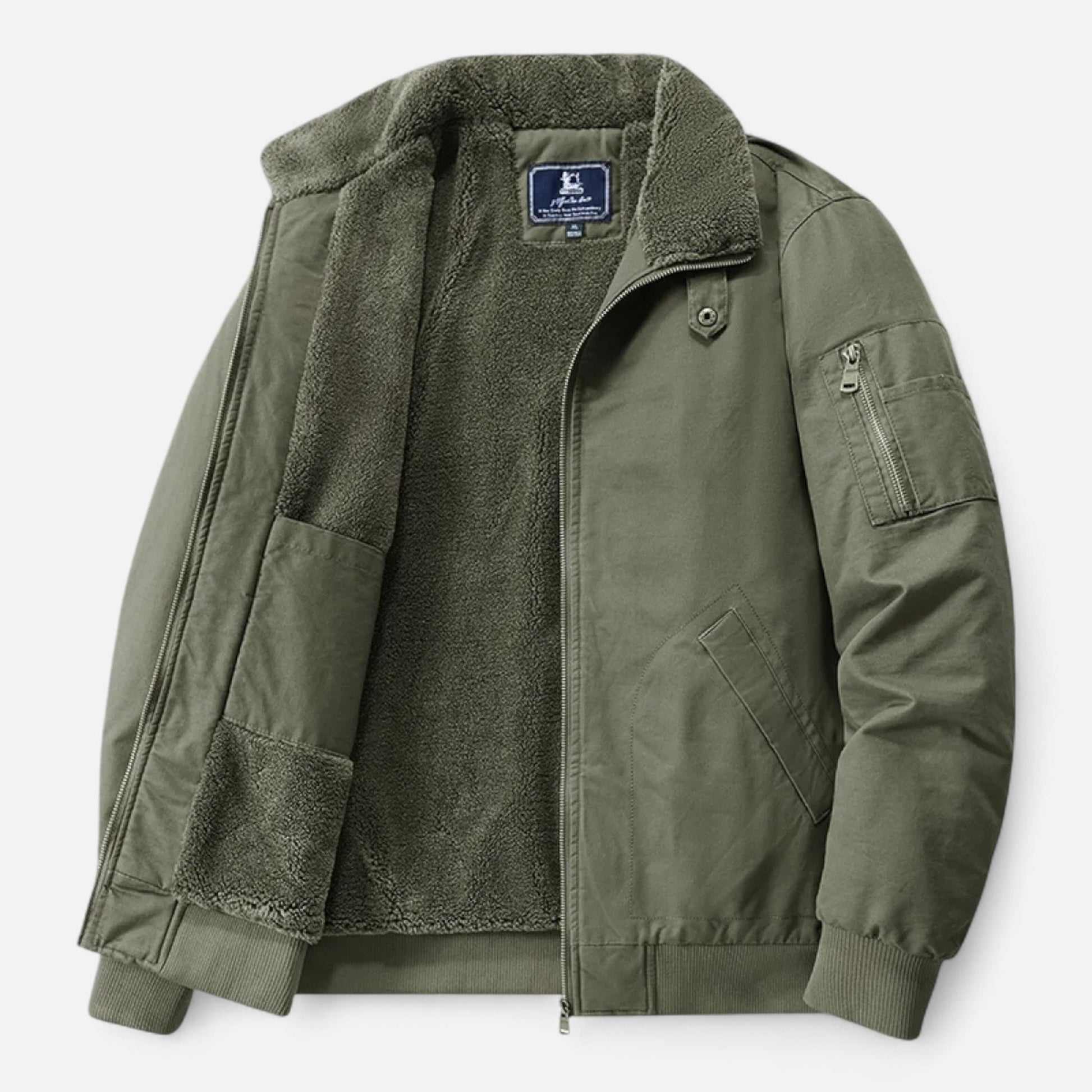 Herren Fleecejacke Baumwolle Reißverschluss Schwarz - Norvielle