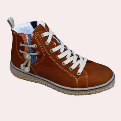 Damen Knöchelstiefel Glattes Leder Schnürsenkel