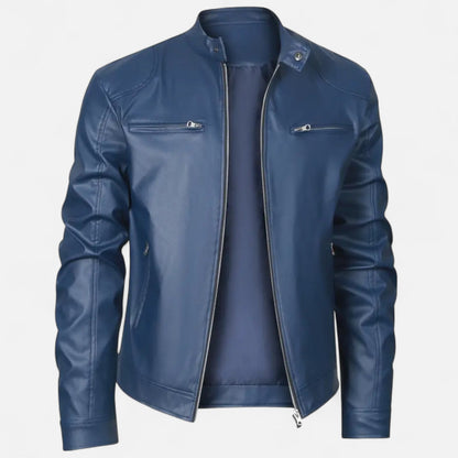 Herren Lederjacke Biker Style Reißverschluss