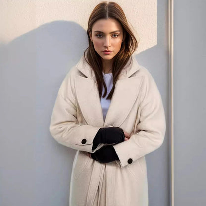 Damen Trenchcoat Midi-Länge mit Gürtel und Reverskragen