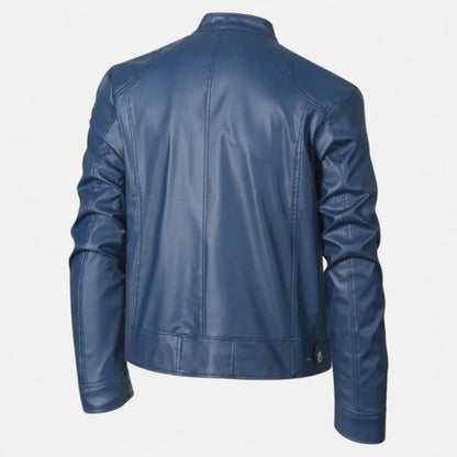 Herren Lederjacke Biker Style Reißverschluss