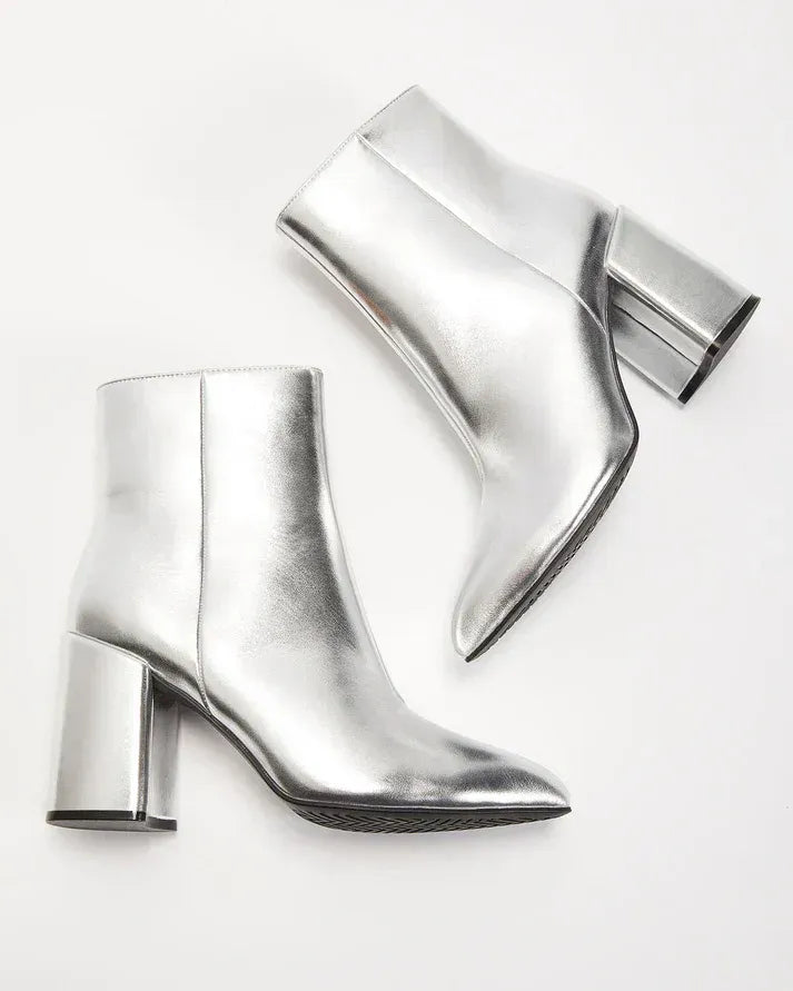 Damen Stiefeletten Kunstleder Spitz