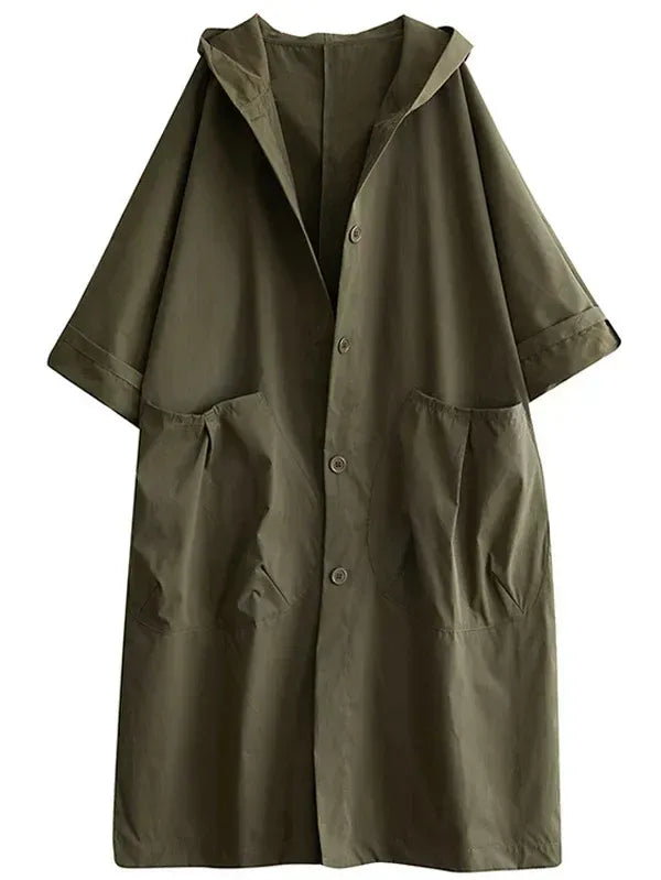 Herren Trenchcoat Wasserabweisend mit Kapuze und Taschen Übergröße