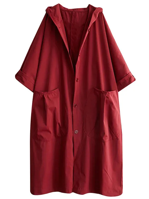 Herren Trenchcoat Wasserabweisend mit Kapuze und Taschen Übergröße