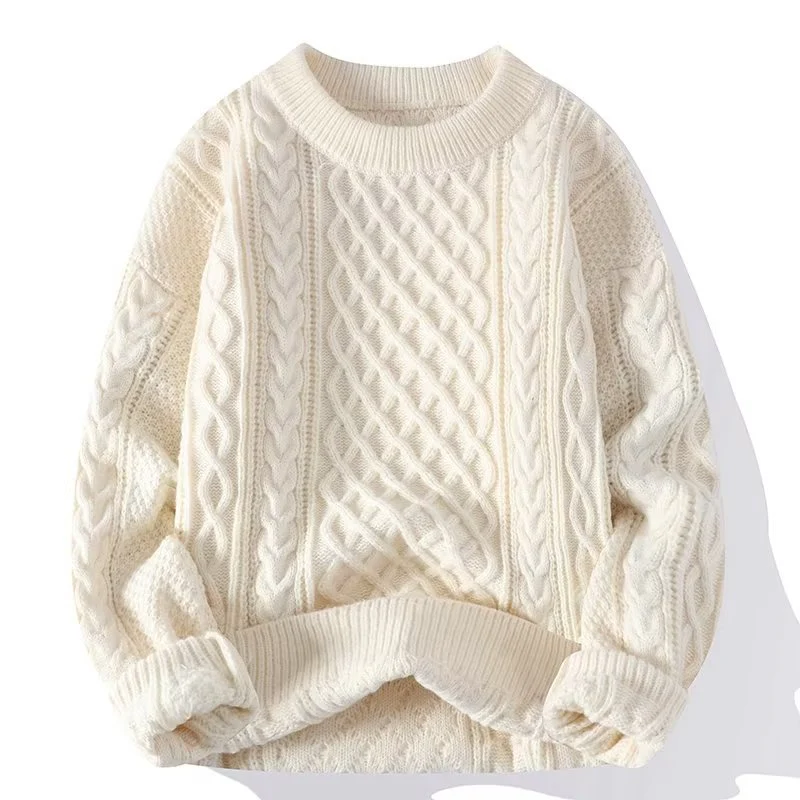 Damen Pullover Wollmischung Lockere Passform Kabelstrick - Norvielle