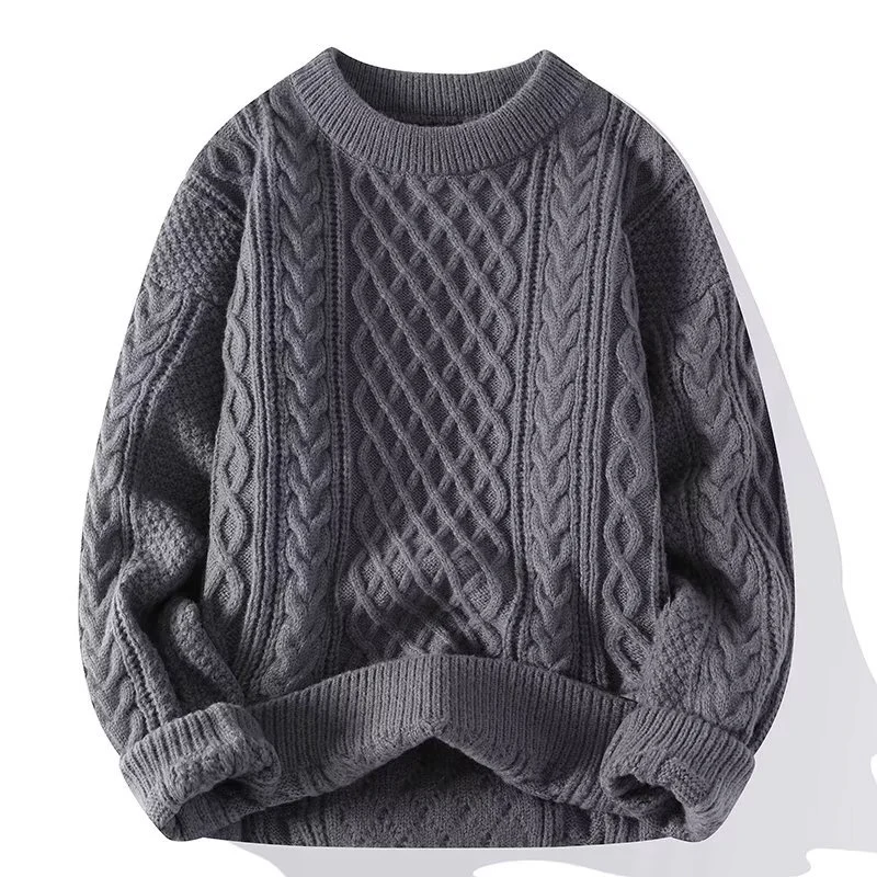 Damen Pullover Wollmischung Lockere Passform Kabelstrick