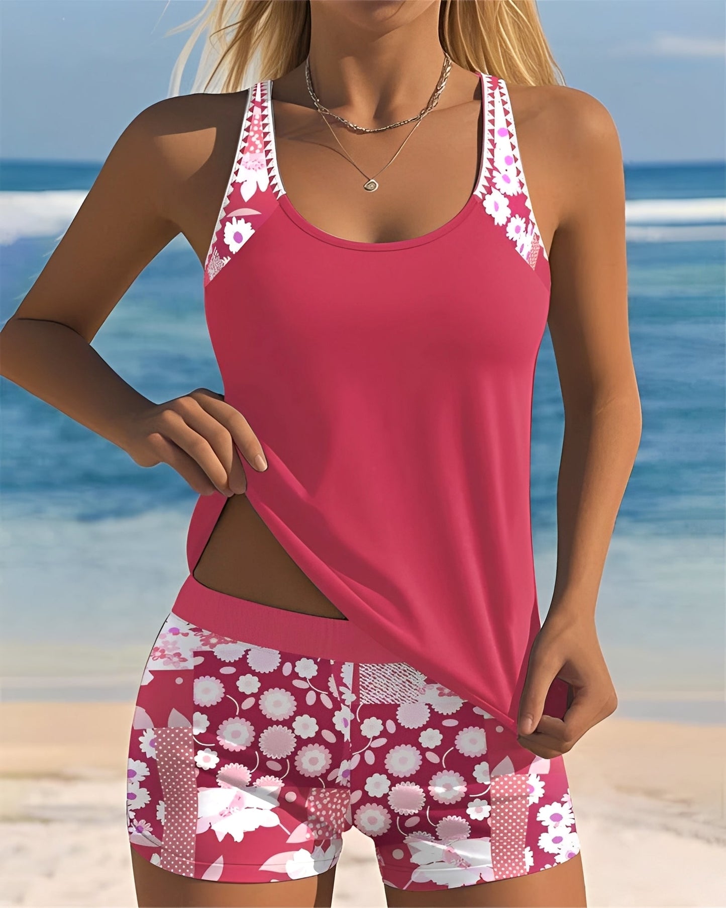Damen Tankini Badeanzug Muster