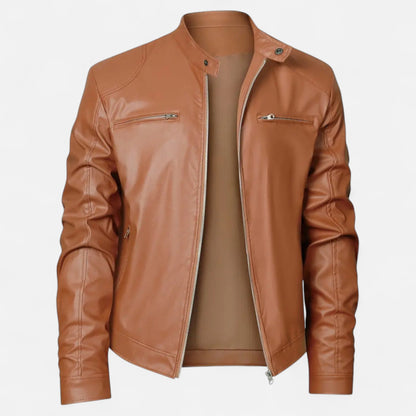 Herren Lederjacke Biker Style Reißverschluss