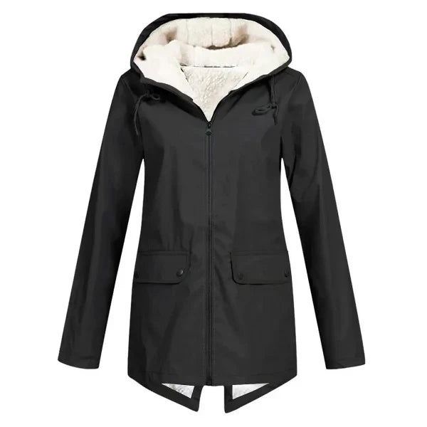 Damen Trenchcoat Wasserdicht Fleecegefüttert Mittellang