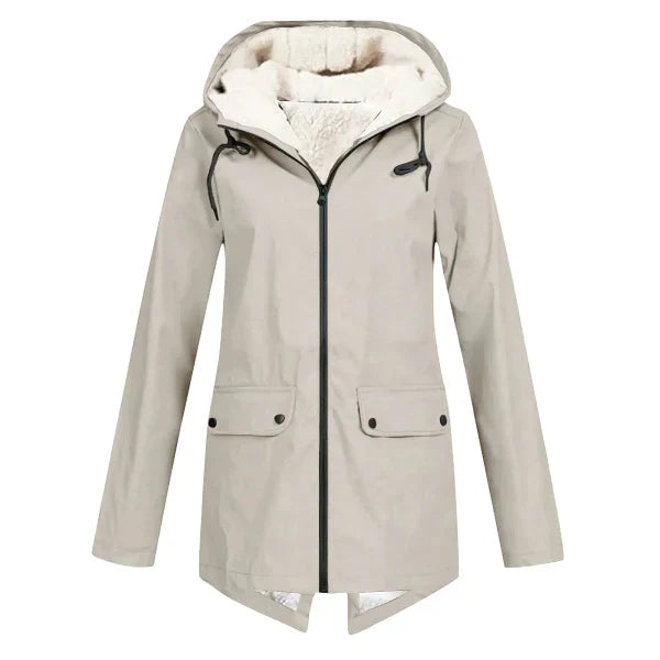 Damen Trenchcoat Wasserdicht Fleecegefüttert Mittellang