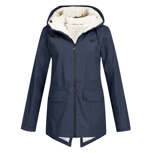 Damen Trenchcoat Wasserdicht Fleecegefüttert Mittellang