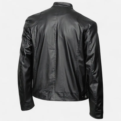 Herren Lederjacke Biker Style Reißverschluss