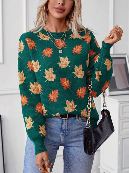 Damen Sweatshirt Strickstoff Lockere Passform Rundhals