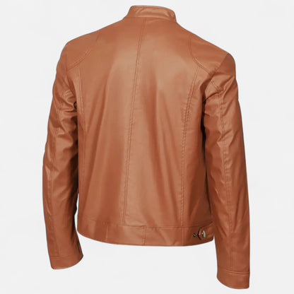 Herren Lederjacke Biker Style Reißverschluss