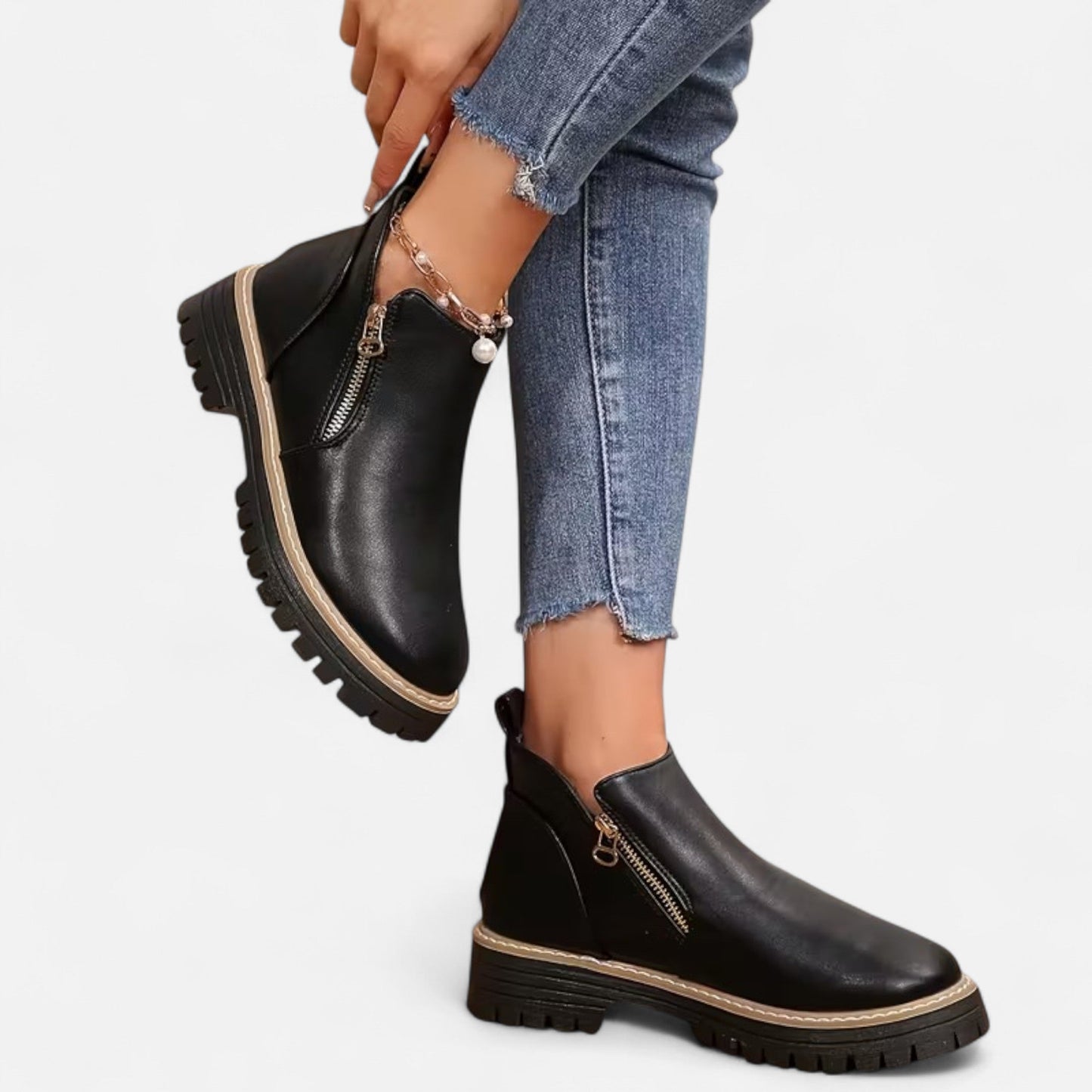 Damen Stiefeletten Robuste Sohle Kurzschaft