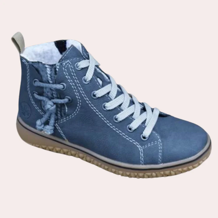 Damen Knöchelstiefel Glattes Leder Schnürsenkel