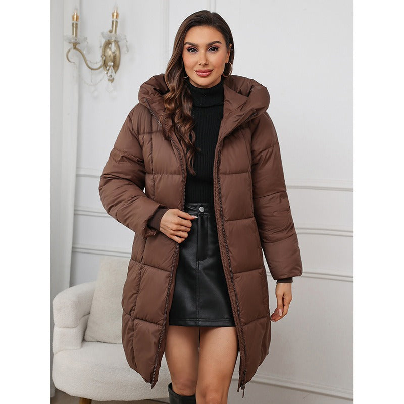 Damen Steppmantel Slim Fit Wattiert Halblang